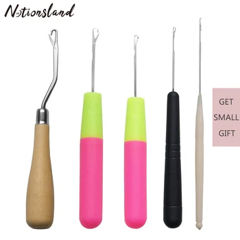 

5pcs Latch Hook Crochet Needle with Bent Latch Hook Braiding Weaving Hair Dreadlock Carpet Making Hand Sewing Tool