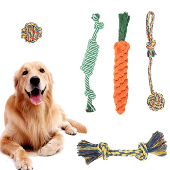 

5pcs High Quality Pet Chew Rope Pet Supply Cotton Chew Knot Toy Durable Braided Bone Rope Dog Teething Toy for Training Supplies