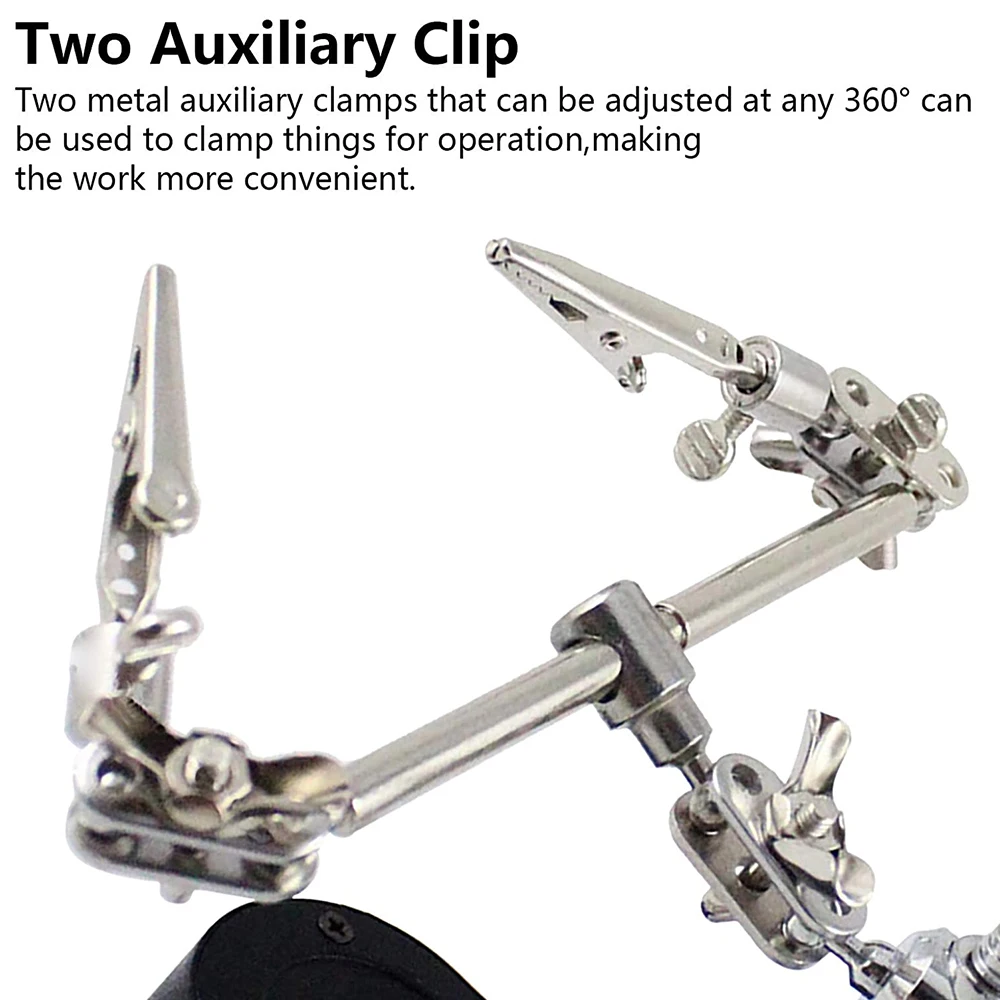 Soldering Iron Welding Magnifying Glass 2 LED 3X 4.5X 25X Helping Hand Rework Magnifier with 3 Tools Boxes Desk Station Repair