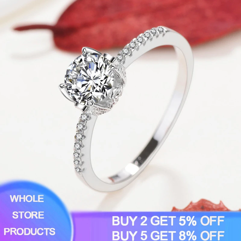 

YANHUI Silver 925 Jewelry Eternity 1 Carat Lab Diamond Wedding Rings Luxury Original 925 Silver Rings Gift For Women JZ068