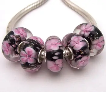 

JGWG1991 5X 100% Authenticity S925 Sterling Silver Beads Murano Glass beads Fit European Charms Bracelet diy jewelry Lampwork