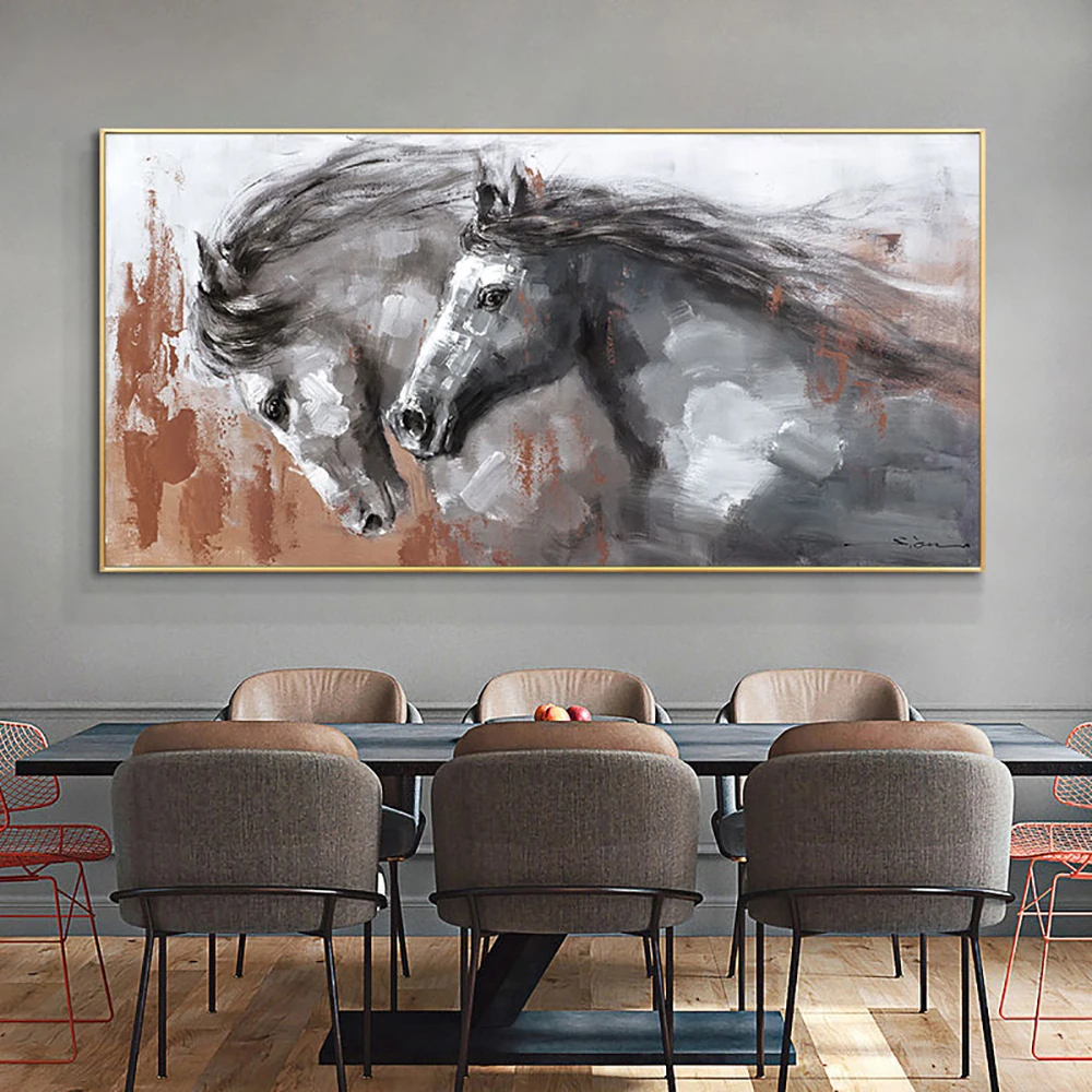 

Hand Painted Abstract Horse Painting Handmade Oil painting On Canvas Running Horses Wall Art Animals Acrylic Painting Home Decor