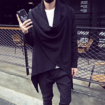 

Spring Thin Cardigan Trench Men Long Cloak Dark Coat Male Loose Fashion Coats Jackets Stage Performance Cosplay Clothes Big Size