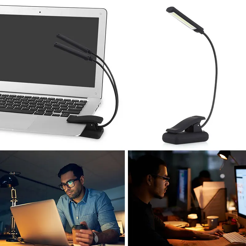 COB Adjustable LED Clip Booklight Piano Music Stand Flexible Torch Book Lamp Study Portable Rechargeable