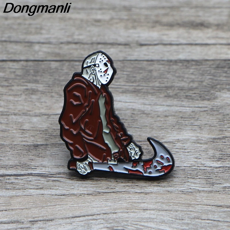 

L1367 Friday the 13th Horror Pins Metal Brooches and Pins Enamel Pin for Backpack/Bag Badge Brooch T-shirt Collar Jewelry 1pcs