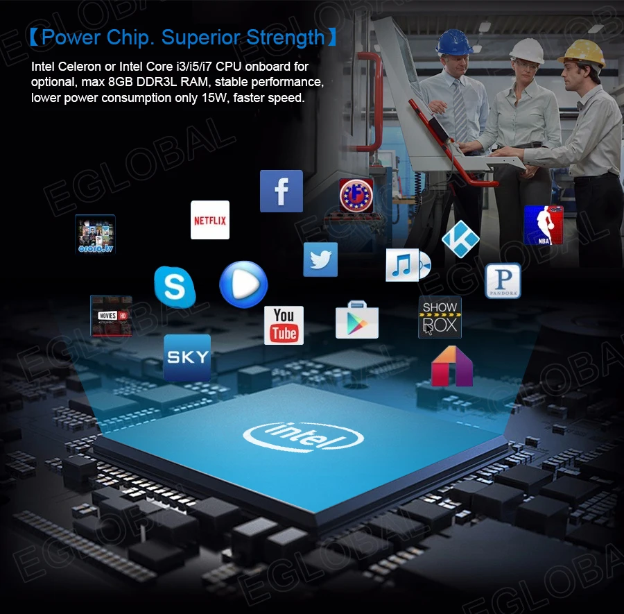 Elevate Your Workspace with Eglobal Industrial Mini PC - Intel Core i3/i5, 2 RJ45 LAN, 2 HDMI, Linux Desktop Computer, 6 RS232 COMs, 8 USB, Windows Ready Description Image.