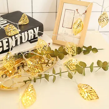 

Leaf String Lights Fairy String Light Christmas Light Romantic Durable 1.5M Battery Powered 10 Leds Wedding Neon Lantern Metal