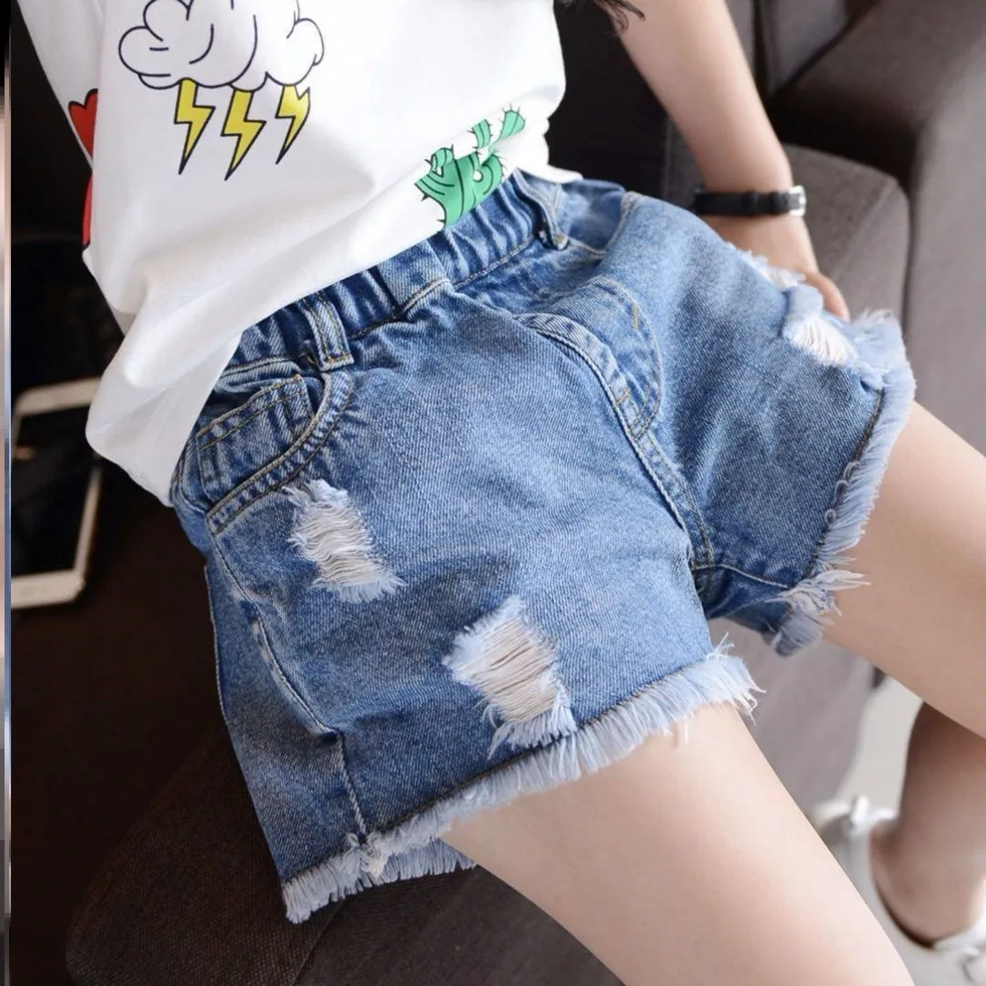 

2024 Summer Girls Casual Hole Jeans Denim Shorts