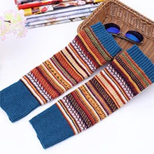 1 пара сапог, удлиненные женские гетры для взрослых, вязанные крючком осенне-зимние гольфы, Нескользящие, контрастного цвета