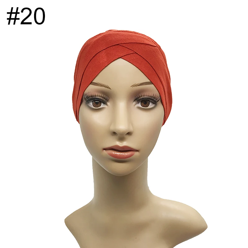 1 шт. горячая Распродажа модальный мусульманский платок для женщин крест-накрест труба шляпа подшарф мусульманский Внутренний головной убор женская шляпа мусульманский хиджаб 28 цветов - Цвет: 20
