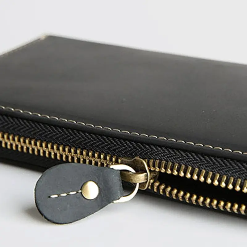 High Quality Men's Leather Wallet ID Card Holder Business Long Clutch Billfold Money Purse Zipper Bag
