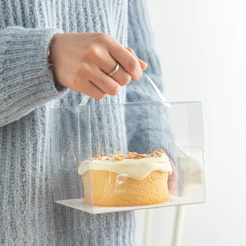 

10pcs Cake Packing Box Dessert Cake Box Plastic Bake Case Transparent Cake Tin for Shop Home Restaurant Kitchen
