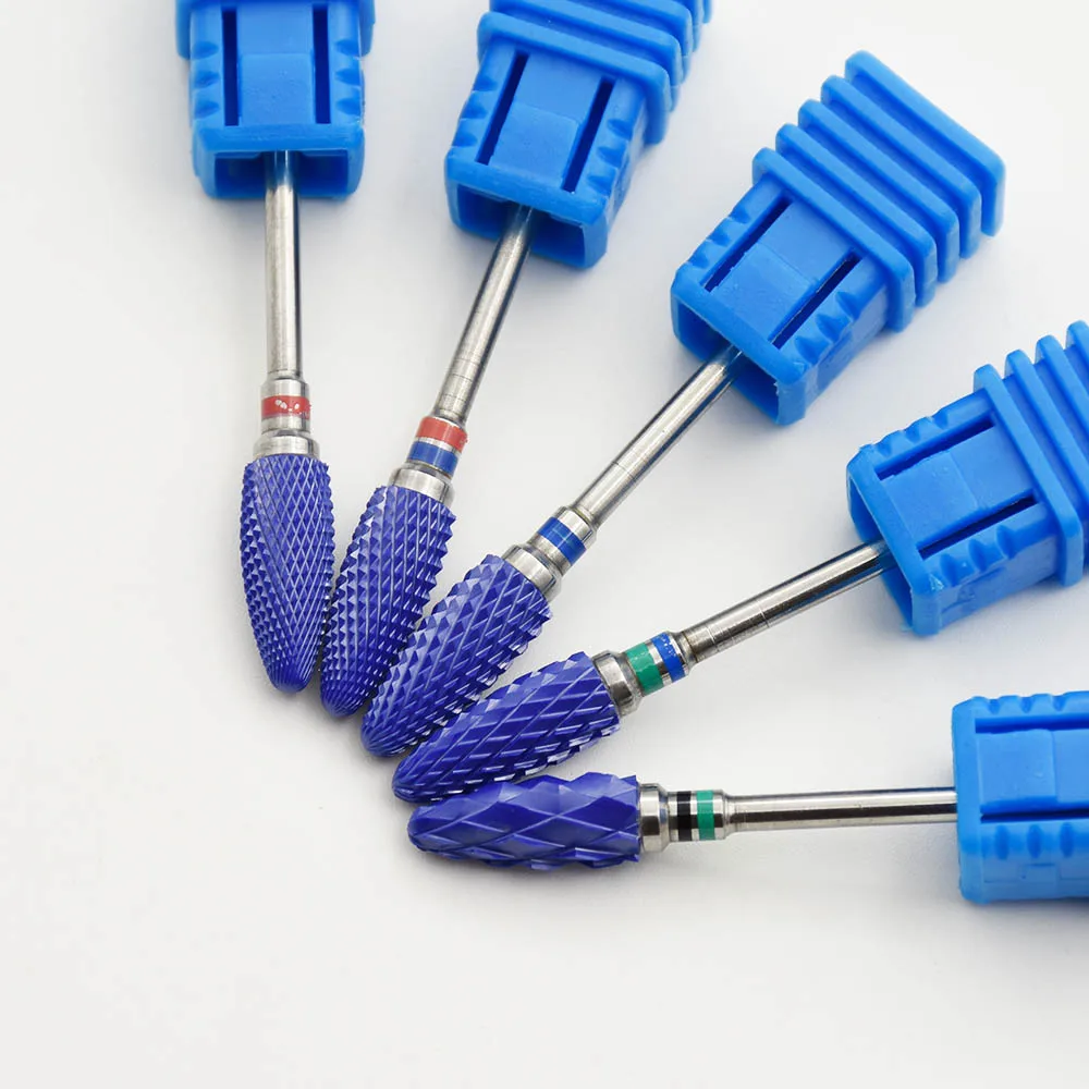 Синий керамический сверло для ногтей 3/3" сверла для маникюра Электрический станок Дрель роторные аксессуары для станка для снятия заусенцев Фрезерный резак инструмент для дизайна ногтей