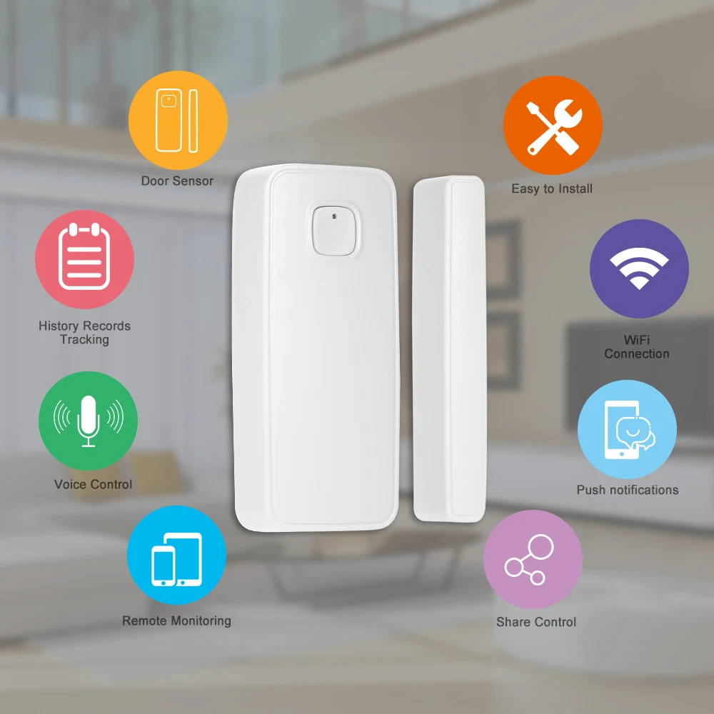Wifi датчик для двери приложение Tuya Управление дверный охранная сигнализация датчик, магнитный переключатель Беспроводной детектор для Alexa Google Home