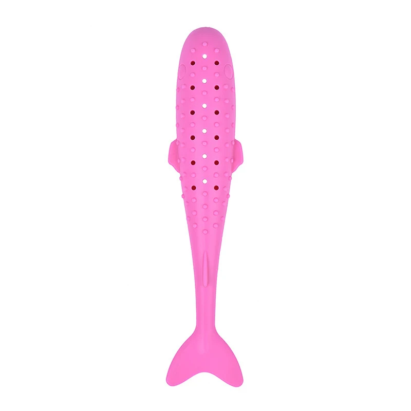 Pink Кошачья мята игрушка в форме Кита зубная щетка силиконовая молярная палочка Жевательная кусать зубы Чистка питомца котенок мята игрушка прочная интерактивная игрушка - Цвет: Pink