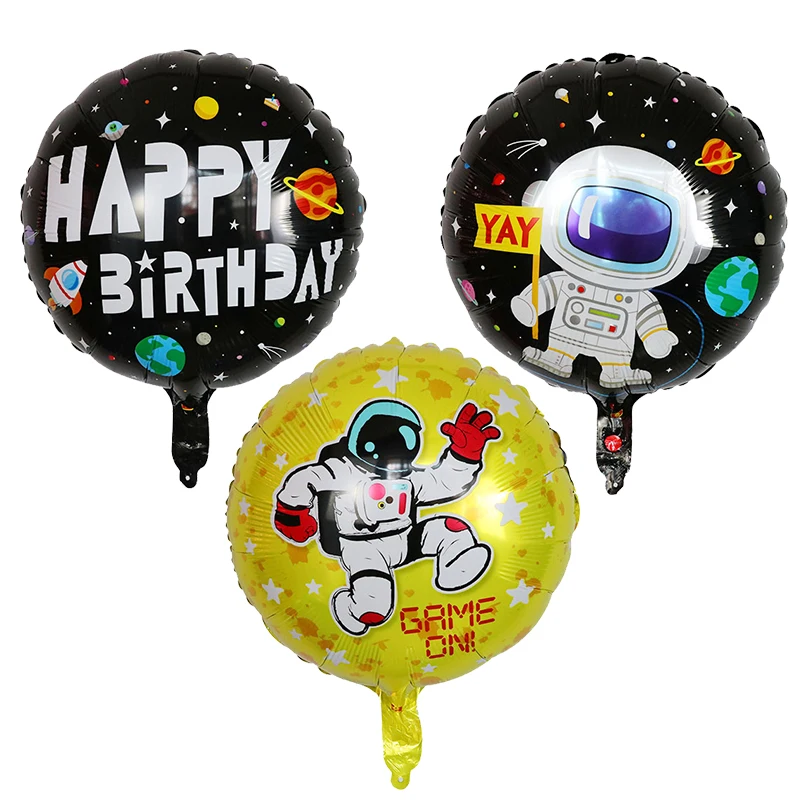 10pcs 18inch Round boy HAPPY BIRTHDAY party decoration outer space astronaut foil balloon YAY Planet explore partner holiday toy | Дом и сад
