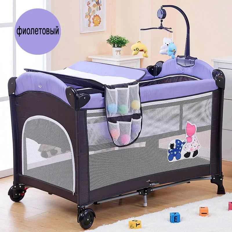 Coolbaby детская кровать с забором кроватка высокого качества складная легко носить