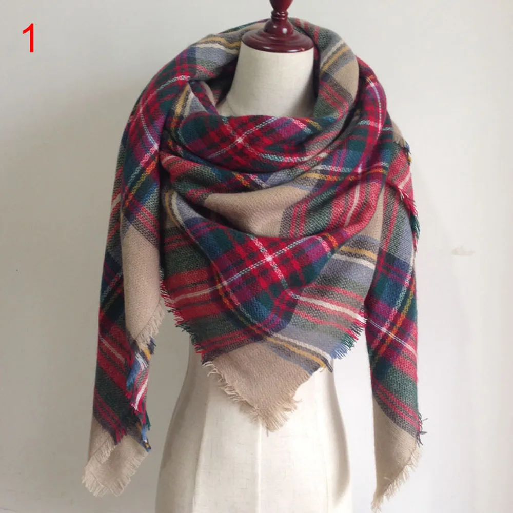 winter oversize plaid new designer blanket unisex acrylic wrap cashmere scarf shawl pashmina for spring fall 140x140CM
