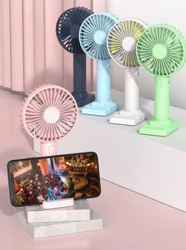

Mini Cooling Fans Handheld Usb Rechargeable Fans Bulit-in 2000mah Li-ion Battery With Phone Holder For Office Home#p40