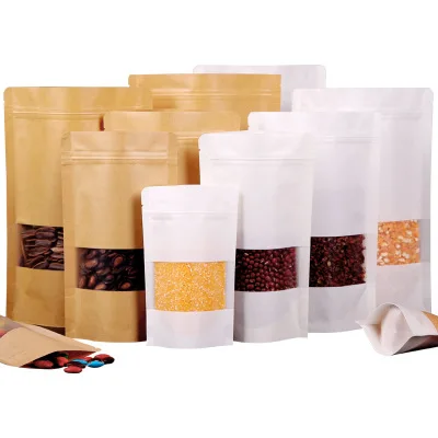 

100pcs 50pcs Brown Kraft Paper bag Gift Bags packing Biscuits candy Food bread Cookie Bread Nuts Snack Baking Package Zip Lock