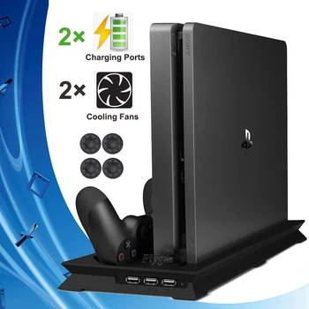 

PS4 Slim Stand With Cooling Fan Gamepad Charger Charging Dock Station For Sony Playstation 4 PS 4 Slim Console