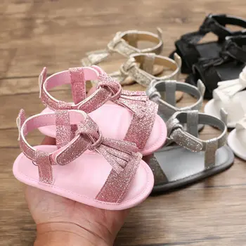 

Newborn Baby Girl Crib Shoes Infant Anti-slip Soft Sole Sneaker Princess Sandal
