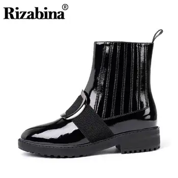 

RizaBina Genuine Leather Women Ankle Boots Solid Color Zipper Round Toe Leisure Shoes Winter Daily Women Footwear Size 34-39