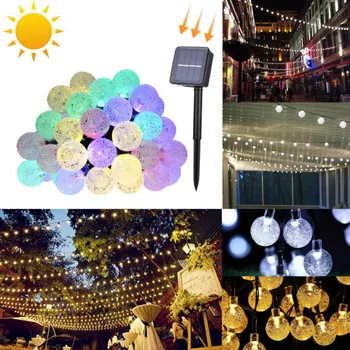 

30 Bubble Globes Solar LED Fairy String Lights Waterproof with 2 Modes for Indoor Outdoor Home Garden Patio Party Wedding