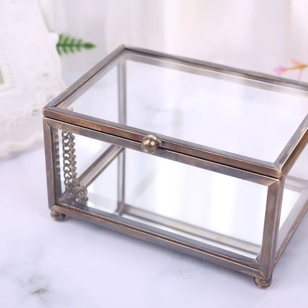 Деревенская коробка для свадебного кольца, Геометрическая коробка для держателя кольца, персонализированная стеклянная коробка для свадебного кольца