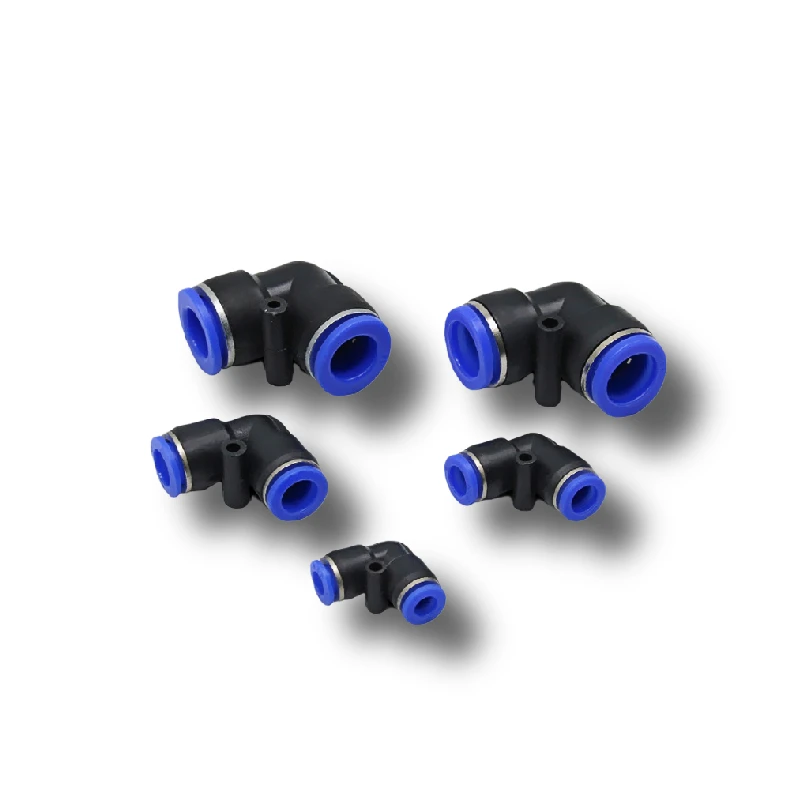 Conector neumático PV, manguera de aire/agua y conector de empuje de tubo de plástico de 4-16mm, conector rápido de manguera, adaptador de ángulo, enchufe 1 Uds