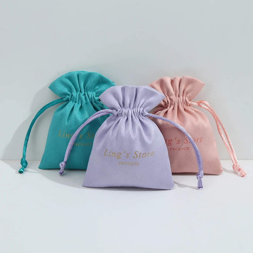 100Pcs Candy Colors Flannel Gift Bags Small Velvet bag