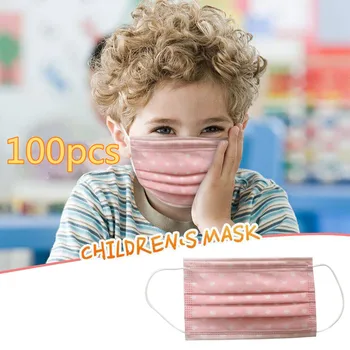 

50pc Masks Mascarillad Desechables Children Kids Mask Cute Print Face Mask Three-layer Non-woven Facemask Ear Loop Masque
