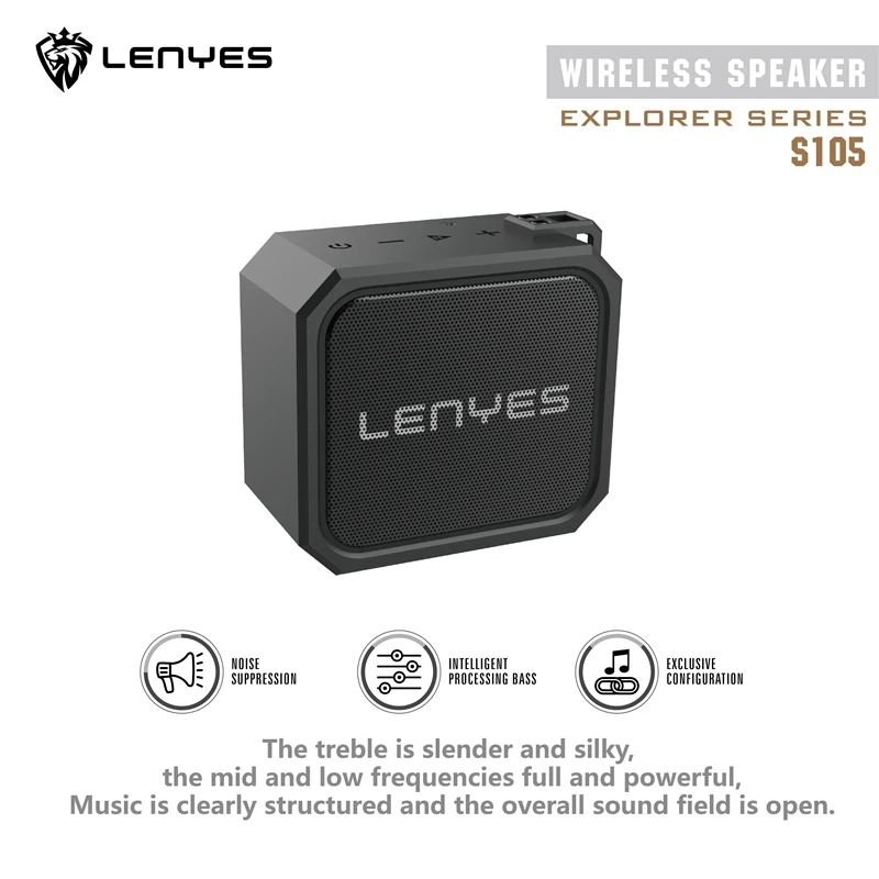 Lenyes Bluetooth мини динамик TWS Портативный Открытый водонепроницаемые беспроводные динамики Hifi стерео сабвуфер TF карта громкий динамик s S105