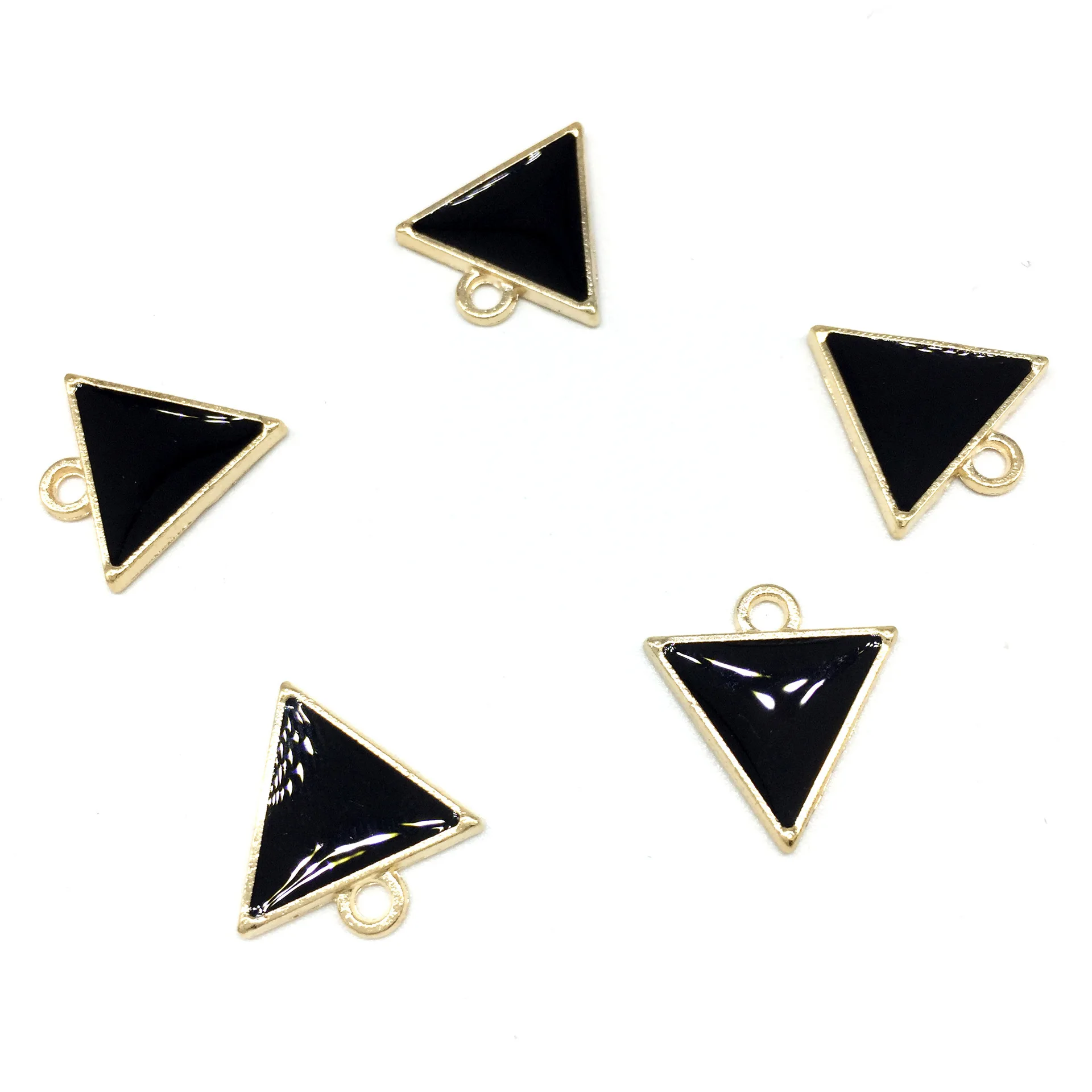 

10pcs/lot Fashion Enamel Black Triangle Alloy Charms Jewelry Accessories Handmade DIY Simple Earring Bracelet Charm 15*16mm