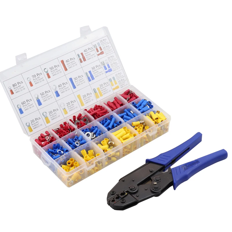 

Crimping Pliers Set With 700 pcs Insulated Wiring Terminals Connectors Assortment Kit 27 Types 700Pcs Wire Connectors 0.25-6mm2