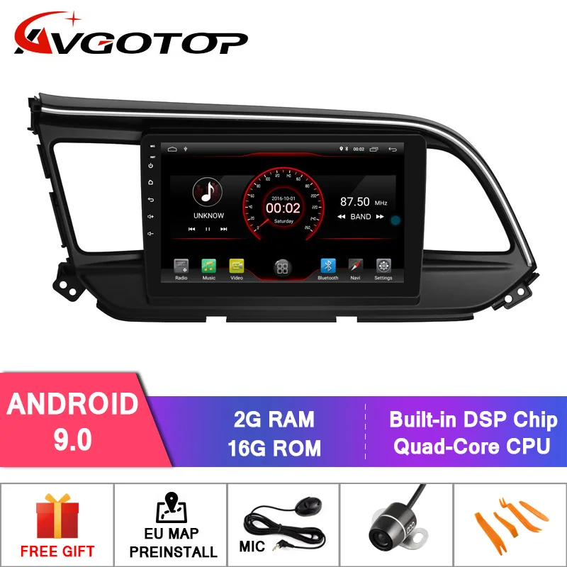 

AVGOTOP Android 9 Bluetooth GPS Car Radio DVD Player For HYUNDAI ELANTRA 2019