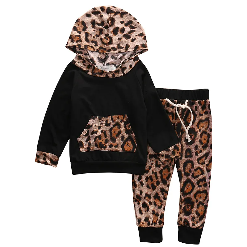 Newborn Baby Boys Leopard Clothes Set Autumn Winter Long Sleeve Pullover Hoodies +Pants Outfits Cotton Casual Tracksuits |