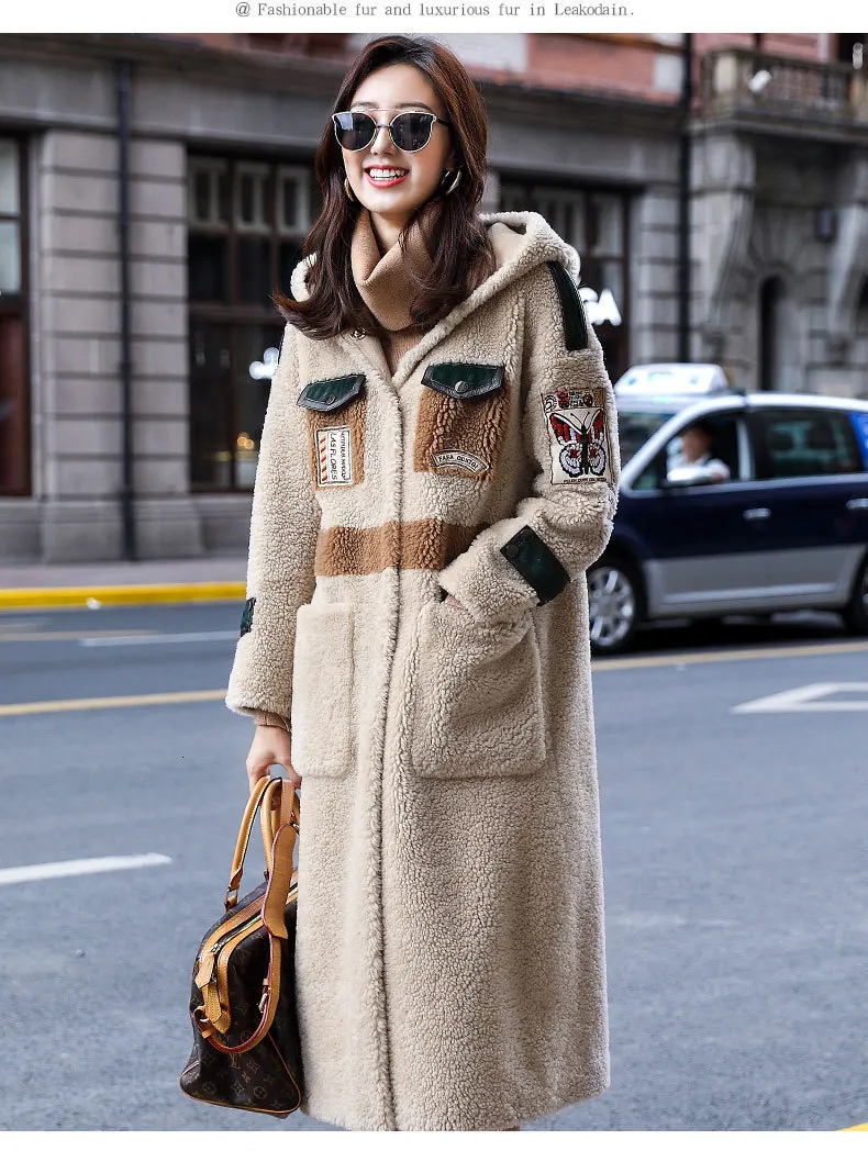 Зимнее женское пальто из овчины, пальто из натурального меха, женская одежда, Корейская длинная куртка, ветровка, манто для женщин F8160 YY1023