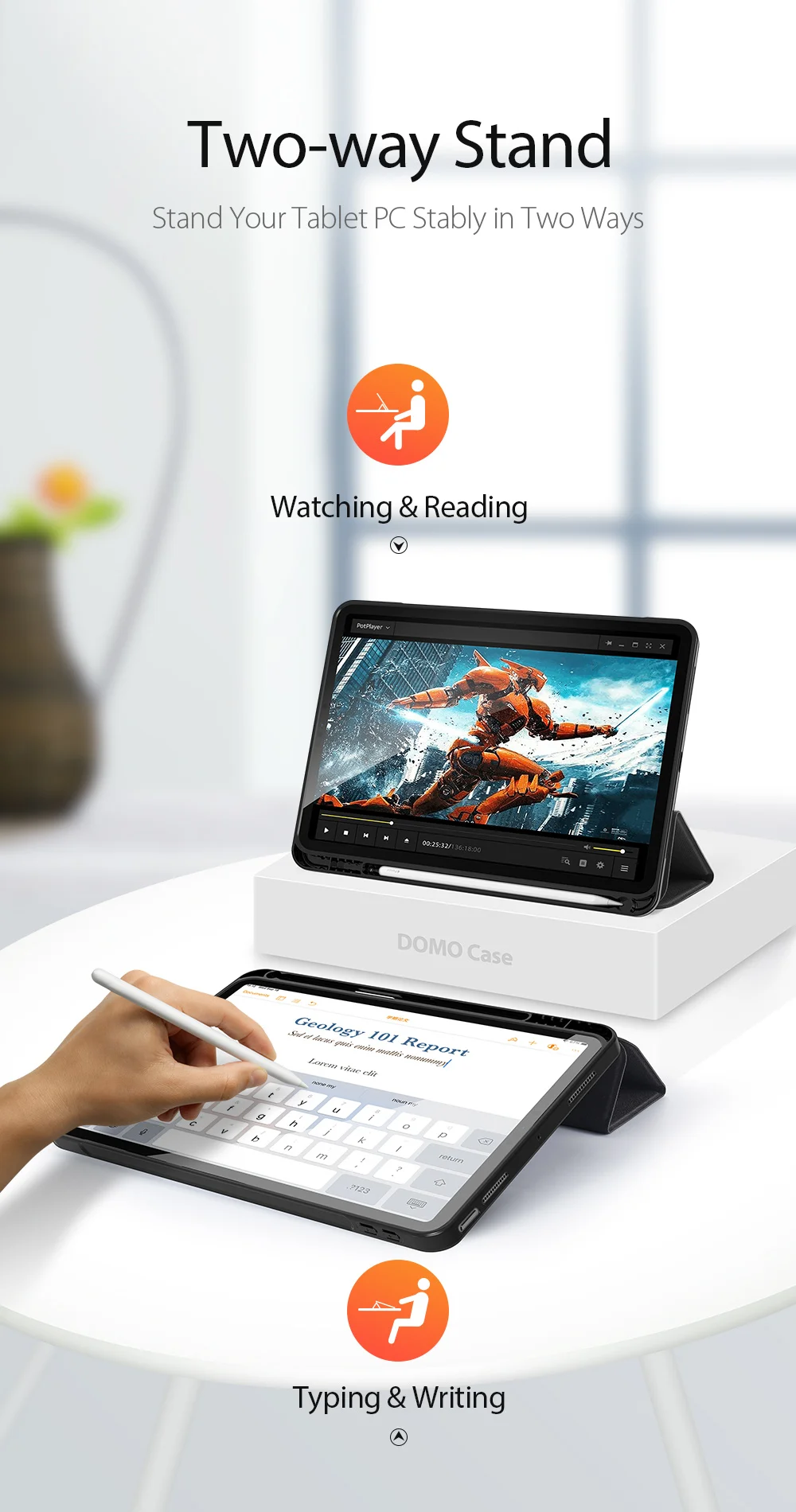 Inteligente Sleep Flip Couro TPU Tablet Shell