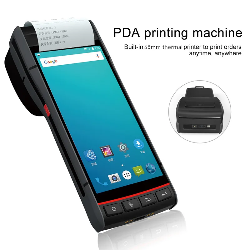 

Handheld POS Terminal Mobile Smart PDA Built-in Label Sticker & Receipt Thermal Printer Android 8.1 1D 2D Barcode Scanner