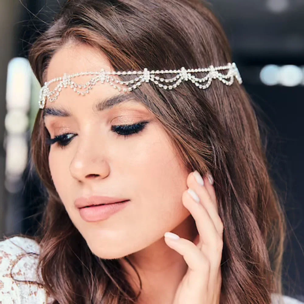 Stonefans Elegant Tassel Rhinestone Forehead Chain Wedding Party