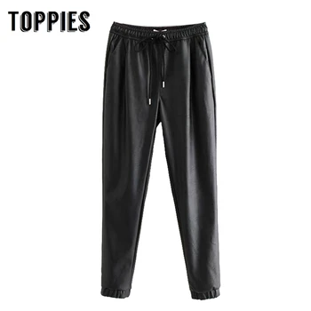 

Black Pu Leather Pencil Pants Plus Size Trousers Women 2020 Spring Autumn Pants pantalones mujer