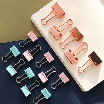 

72pcs/box Rose Gold Metal Binder Clips Paper Push Pins Set With Acrylic Case For Office School Stationery Supplies Stationery