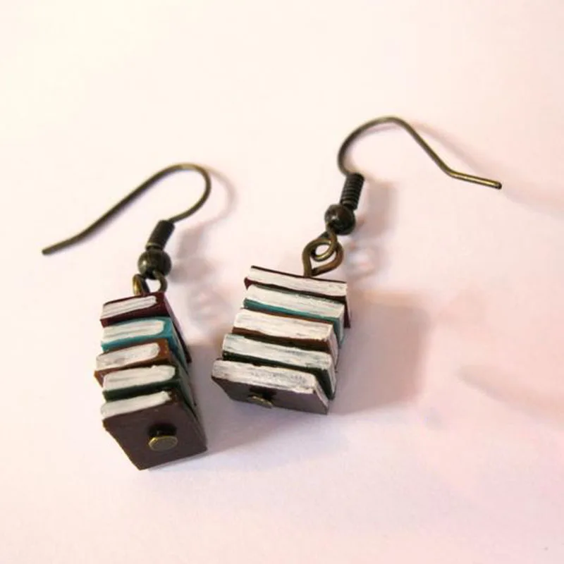 Classic Stack of Books Drop Dangle Earrings Multicolor Book Pendant Earrings for Women Girl