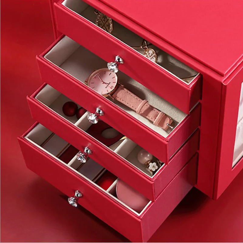 H7b8e7d6964da4e33a571fbba0e28bc1ez Pu Leather Large Jewelry Storage Box Ring Earring Necklace Jewelry Organizer H7b8e7d6964da4e33a571fbba0e28bc1ez