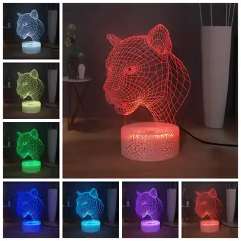

RGB Colored Animal LED Night Light Leopard 3D Illusion Bedside Lamp USB Remote Sleeping Lamp Creative Children Desk Lamp Lamp