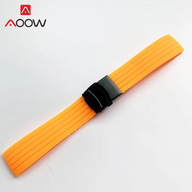 Red Waterproof Silicone Sport Strap with Folding Buckle - Men's Replacement Watch Band Accessories