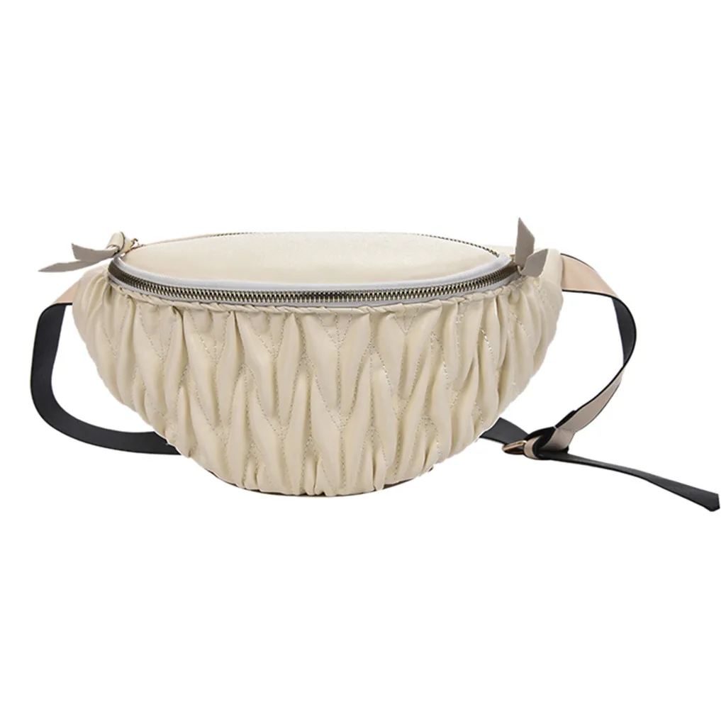 

MUQGEW Pleated one-shoulder Bags Fashion Women Students Outdoor Sports Bag Zipper Casual Messenger Bag Chest Bag Waist Bag 2019