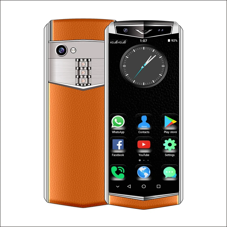 Anica K-Touch M17 mini 4G смартфон 3,5 дюймов 3 ГБ ОЗУ 32 ГБ/64 Гб ПЗУ Android 8,1 Лицо ID Wifi точка доступа маленький кожаный мобильный телефон - Цвет: Оранжевый