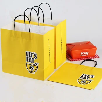 

Custom Printing White Kraft Food Shopping Paper Bag With Your Own Logo